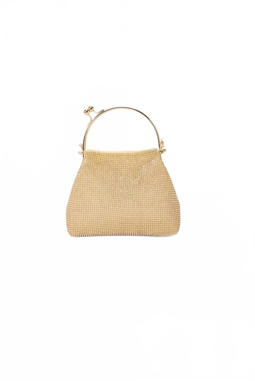 NEW LIKE DREAMS lexi rhinestone shoulder bag in gold